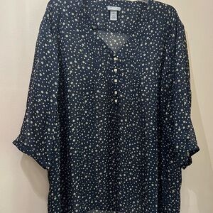 Catherine’s Sheer Navy Polka Dot Blouse Size 5X
